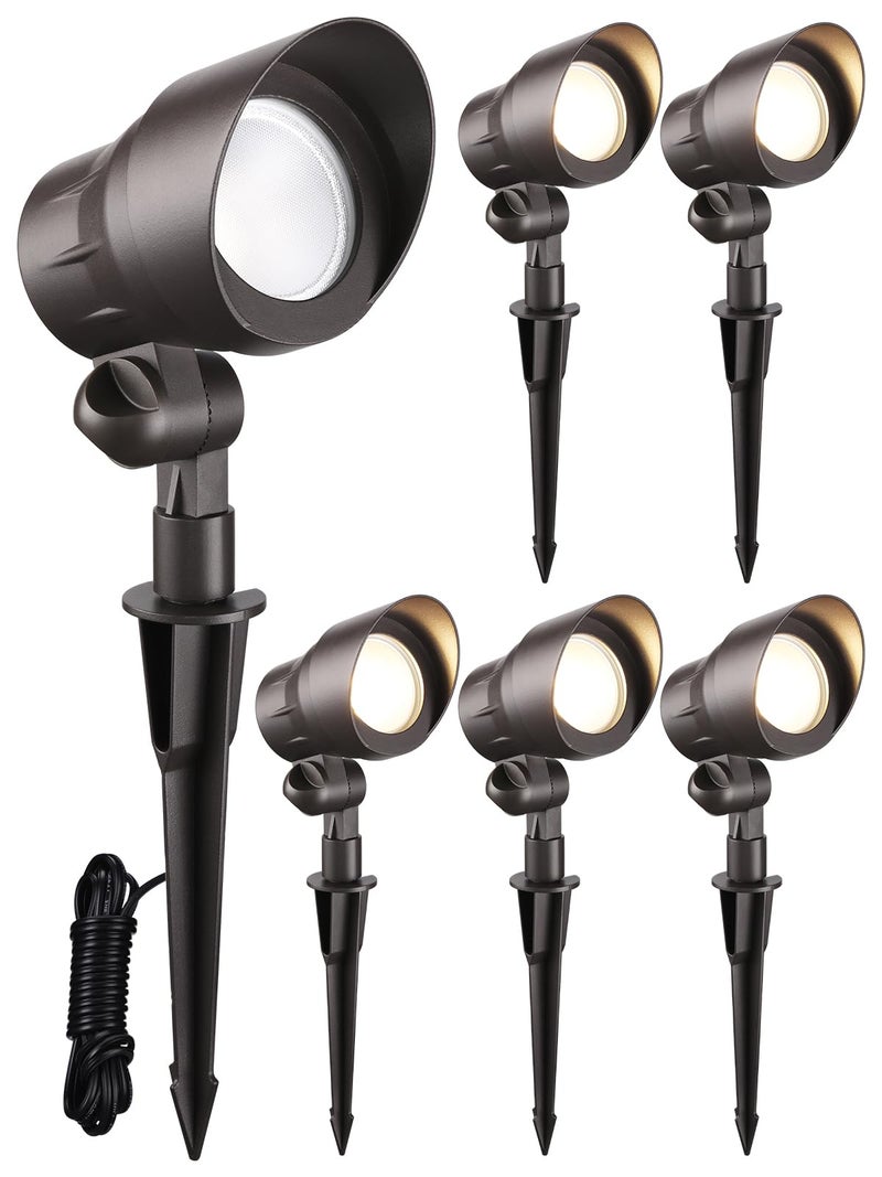 LEONLITE Low Voltage LED Landscape Spotlight, 4W 12V Pathway Lights Outdoor, CRI90, Aluminum Spot Lights for Garden, ETL Listed, IP65 Waterproof, 3000K Warm White, Oil Rubbed Bronze, Pack of 6 - Image 1